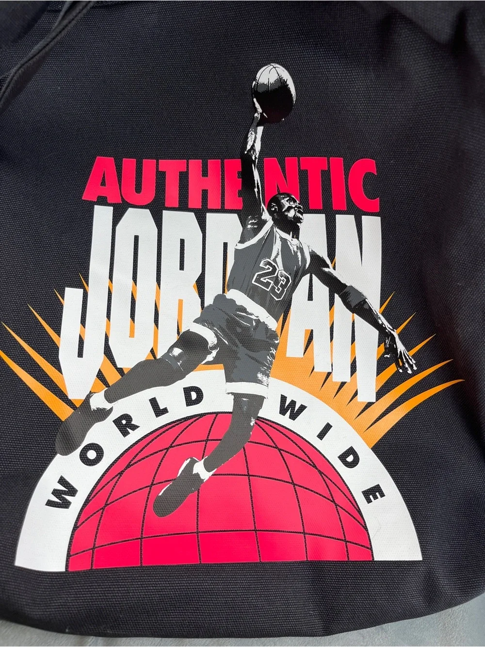 Jordan Black Tote Bag with Pink, Orange & White Graphic